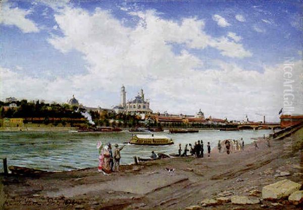 Ancien Palais Du Trocadero, Paris Oil Painting by August Emile Flick