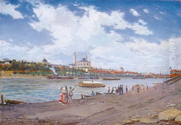 Vue De L'ancien Trocadero A Paris Oil Painting by August Emile Flick