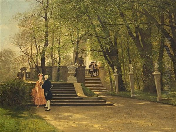 In The Castle Garden Oil Painting by Paul Franz Flickel