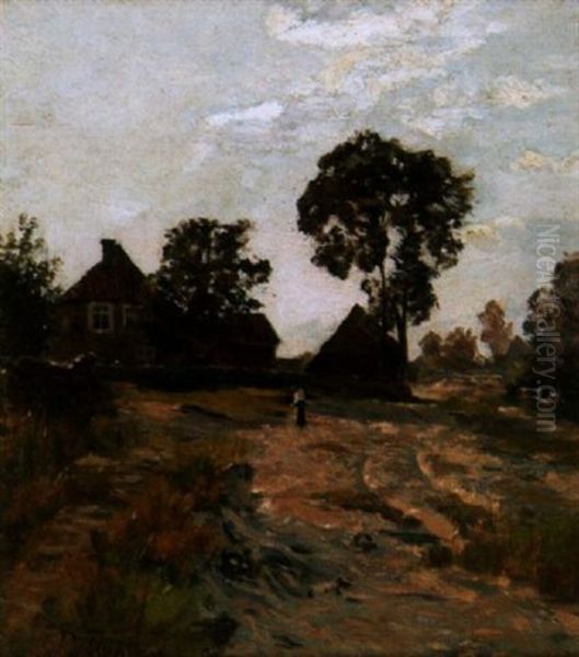 Markischer Dorfweg In Milder Herbstsonne Oil Painting by Paul Franz Flickel