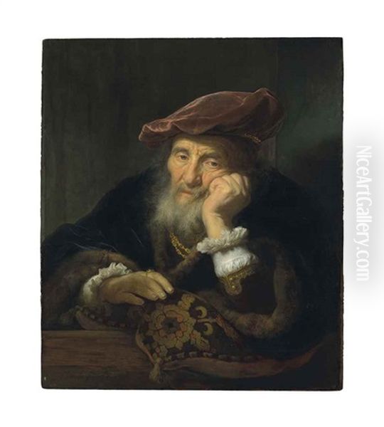 An Old Man At A Casement Oil Painting by Govaert Flinck