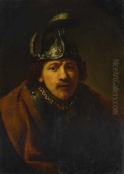 Portrait Of A Man In A Helmet Oil Painting by Govaert Flinck