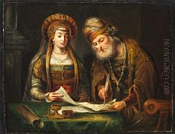 The Marriage Contract Oil Painting by Govaert Flinck