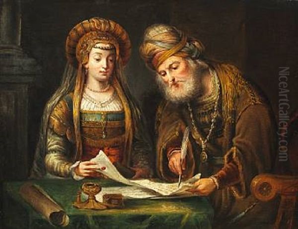 The Marriage Contract Oil Painting by Govaert Flinck