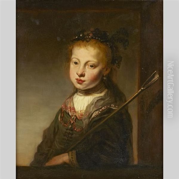 A Young Shepherdess Oil Painting by Govaert Flinck