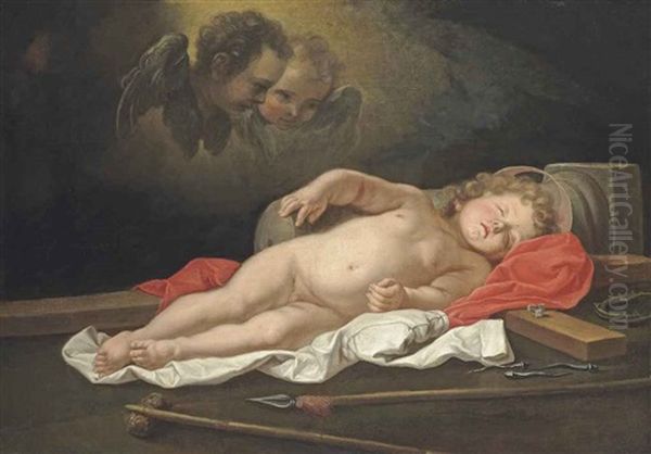 The Infant Christ Sleeping By The Instruments Of The Passion Oil Painting by Govaert Flinck