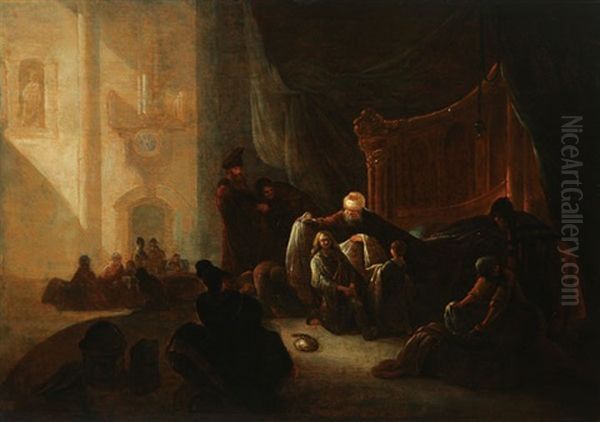 Jacob Presenting Joseph The Multi-colored Coat Oil Painting by Govaert Flinck