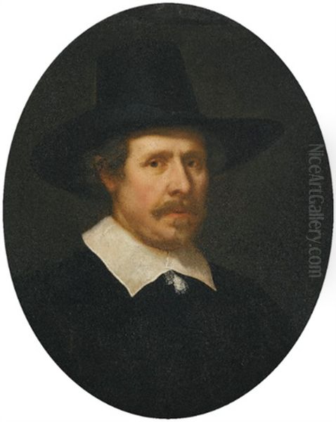 Portrait Of A Gentleman, Bust Length Oil Painting by Govaert Flinck