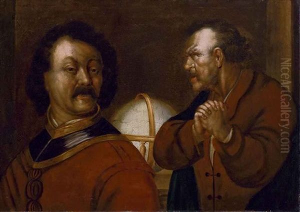 Portrait (l'amiral De Ruyter Et Son Conseiller?) Oil Painting by Govaert Flinck