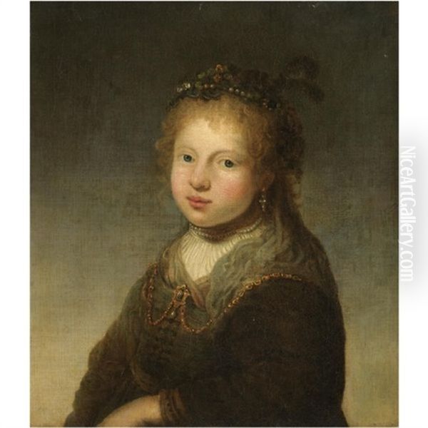 A Young Shepherdess Oil Painting by Govaert Flinck