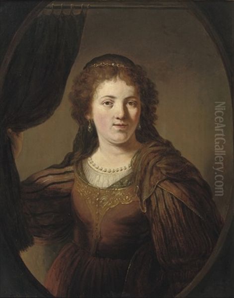 A Tronie Of A Young Woman In An Eastern Costume Oil Painting by Govaert Flinck