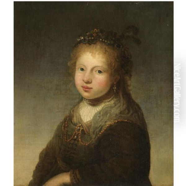 A Young Shepherdess Oil Painting by Govaert Flinck