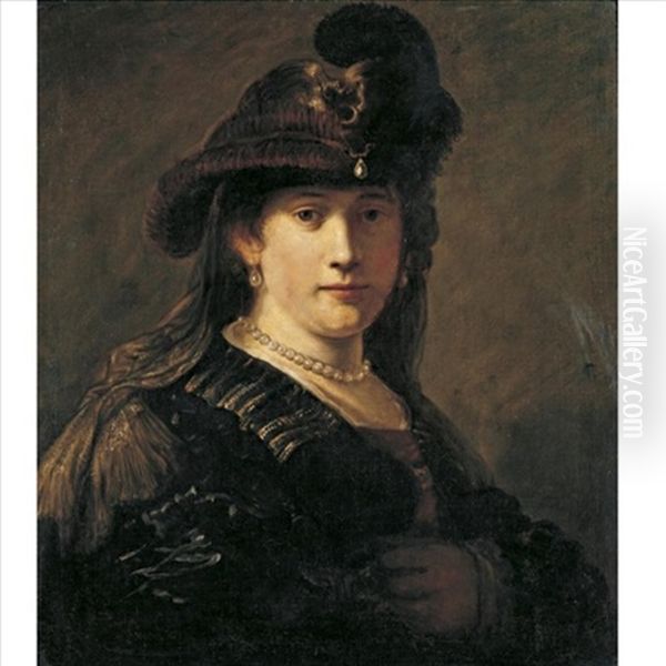 Portrait Of A Lady Oil Painting by Govaert Flinck