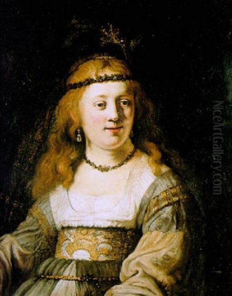 Portrait De Saskia Oil Painting by Govaert Flinck