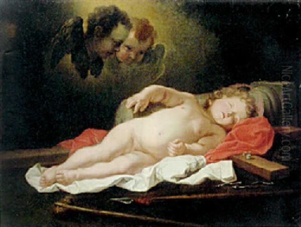 The Infant Christ Sleeping By The Instruments Of The Passion Oil Painting by Govaert Flinck