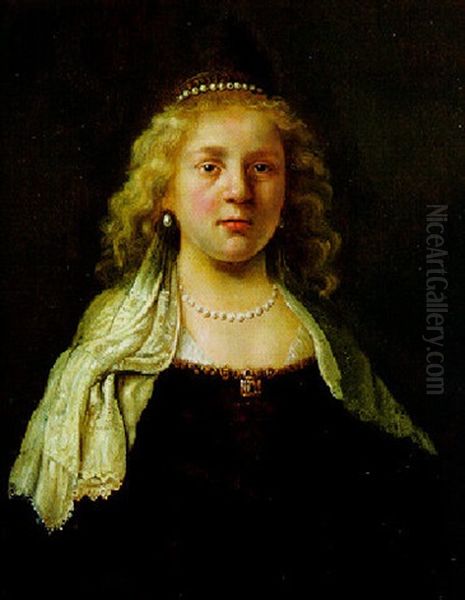 Bildnis Einer Jungen Frau Mit Perlenschmuck by Govaert Flinck