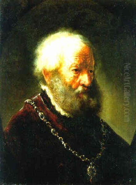 A Bearded Man Wearing A Chain Of Office Oil Painting by Govaert Flinck