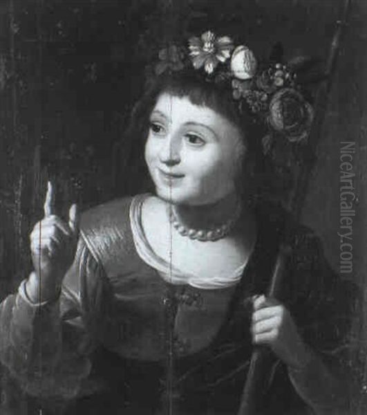 Portrait D'une Jeune Bergere Oil Painting by Govaert Flinck