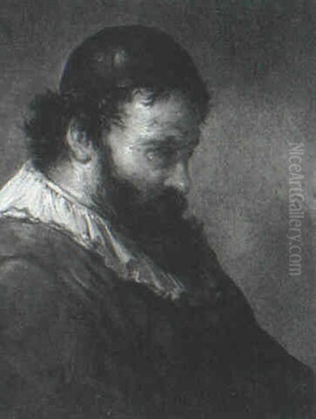 Portrait Of A Bearded Man Wearing A Cap Oil Painting by Govaert Flinck