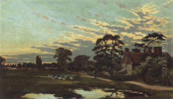 Abend Vor Dem Dorf Oil Painting by Robert Purvis Flint