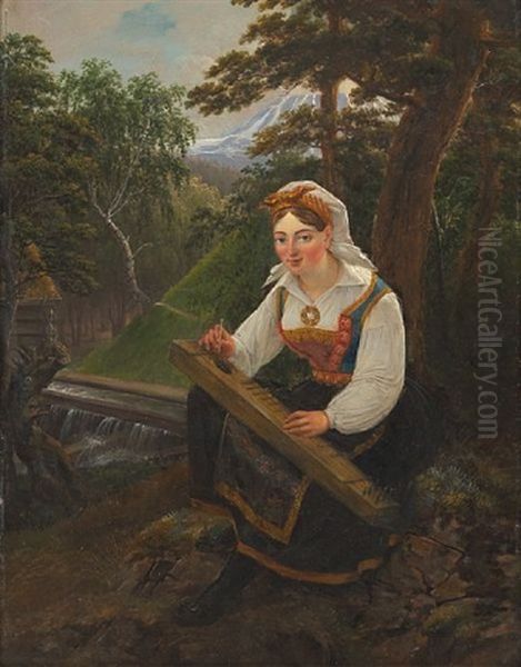 Genrebillede Fra Tellemarken Oil Painting by Johannes Flintoe