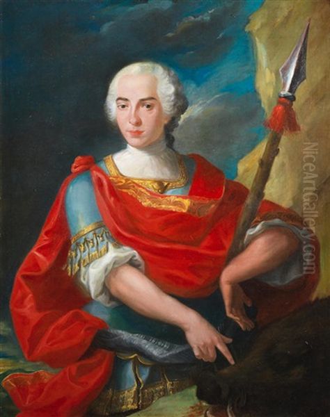 Portrait Of Carlo Broschi, Called Farinelli, In The Role Of Epitide In Geminiano Giacomelli's Merope Oil Painting by Joseph Charles Giuseppe Flipart