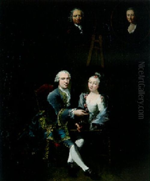 Portrait De Pietro Longhi A Son Chevalet Oil Painting by Joseph Charles Giuseppe Flipart