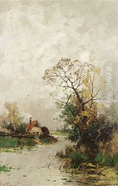 Der Hof Am Ufer Oil Painting by Heinz Flockenhaus