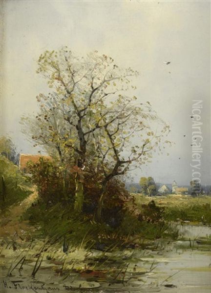 Paysages Fluviaux (pair) Oil Painting by Heinz Flockenhaus