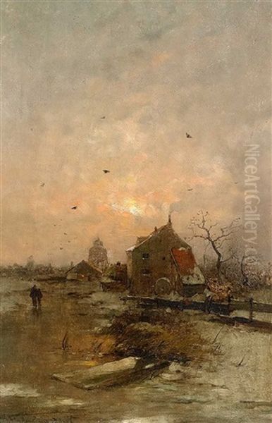 Winterabend Oil Painting by Heinz Flockenhaus