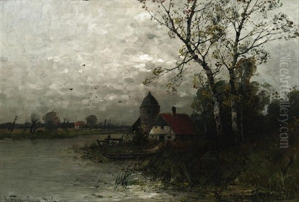 Partie Am Niederrhein Mit Fischerkate Oil Painting by Heinz Flockenhaus