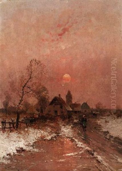 Winter Am Niederrhein Oil Painting by Heinz Flockenhaus