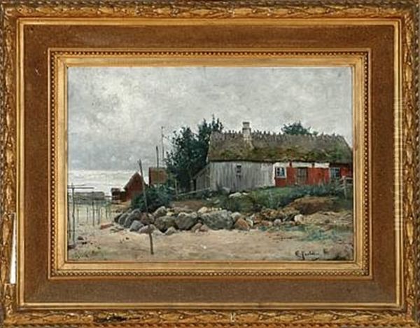 Houses At Kivik, Sweden Oil Painting by Karl Samuel Flodman