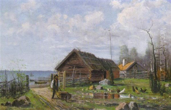 Garden Vid Havet Oil Painting by Karl Samuel Flodman