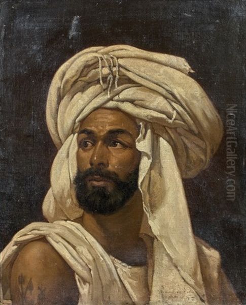 Portrait De Mohammed Ben Dahman Oil Painting by Eugene Victor de Flogny