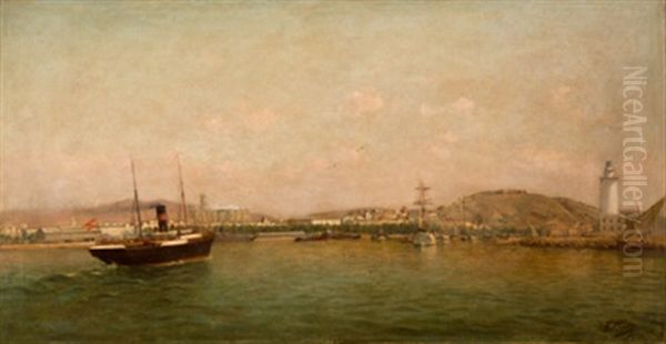 Puerto De Malaga Oil Painting by Enrique Florido Berruelo