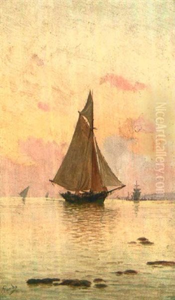 Segelschiff Im Abendrot Oil Painting by Enrique Florido Berruelo