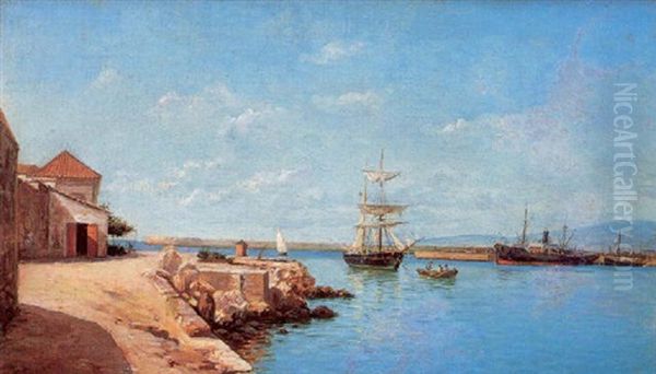 Puerto De Malaga Oil Painting by Enrique Florido Berruelo