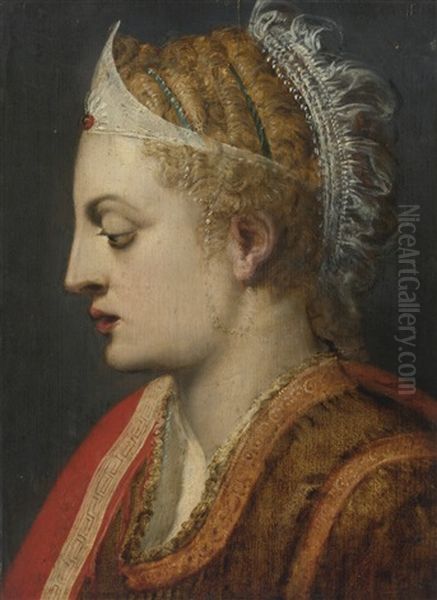 Profile Portrait Of A Woman Oil Painting by Frans Floris the Elder