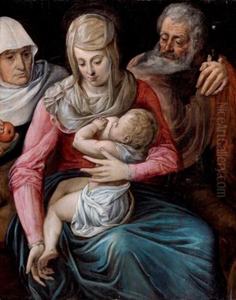 La Sainte Famille Et Sainte-anne Oil Painting by Frans Floris the Elder