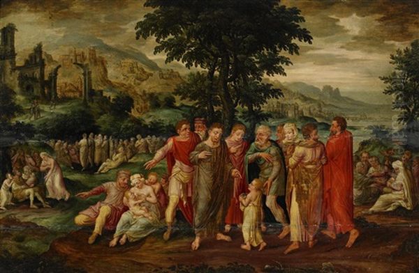 Biblisk Scen Oil Painting by Frans Floris the Elder