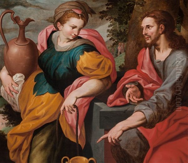 Christ Meets The Samaritan Woman At The Well Oil Painting by Frans Floris the Elder