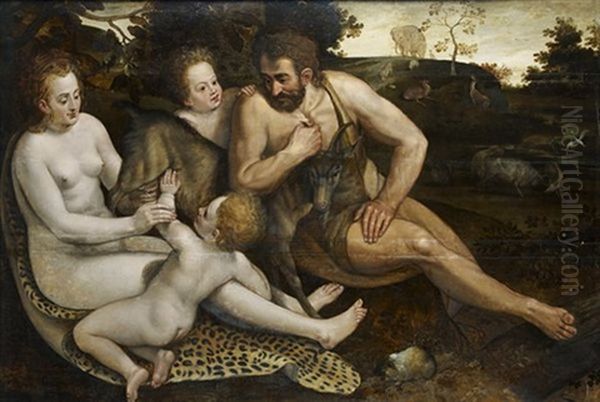 Adam Et Eve Avec Cain Et Abel Oil Painting by Frans Floris the Elder