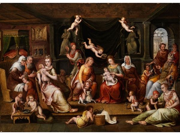 Die Heilige Sippe Mariens Oil Painting by Frans Floris the Elder