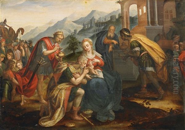 Anbetung Der Konige Oil Painting by Frans Floris the Elder