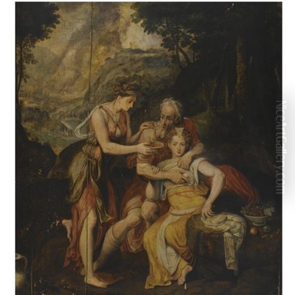 Lot And His Daughters Oil Painting by Frans Floris the Elder