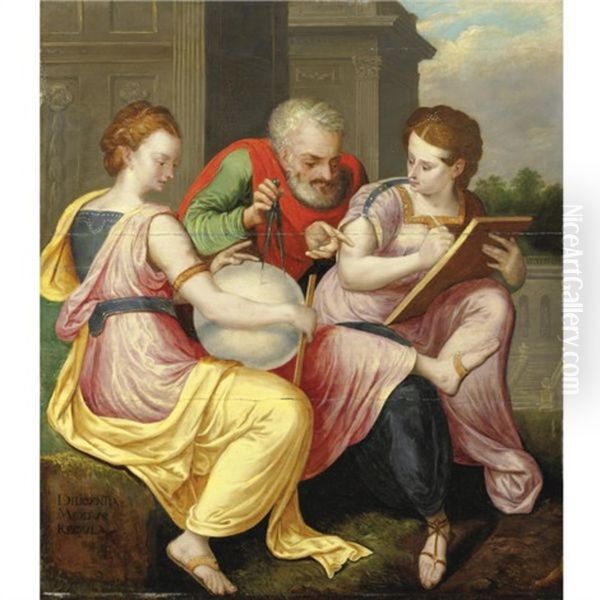 Diligentia, Modus, Regula Oil Painting by Frans Floris the Elder