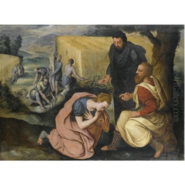 Ruth And Boaz Oil Painting by Frans Floris the Elder