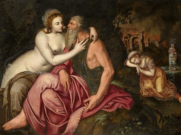 Lot And His Daughters Oil Painting by Frans Floris the Elder