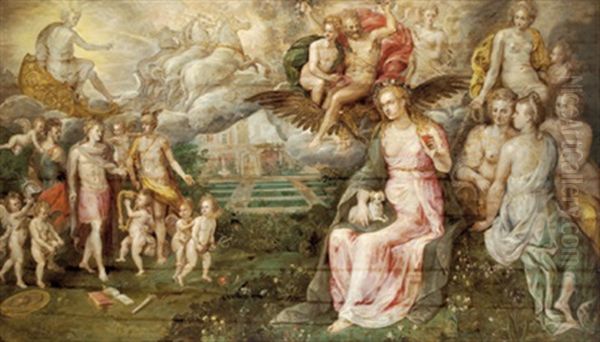 Die Olympischen Gotter In Und Uber Einer Parklandschaft Mit Einem Schloss Oil Painting by Frans Floris the Elder